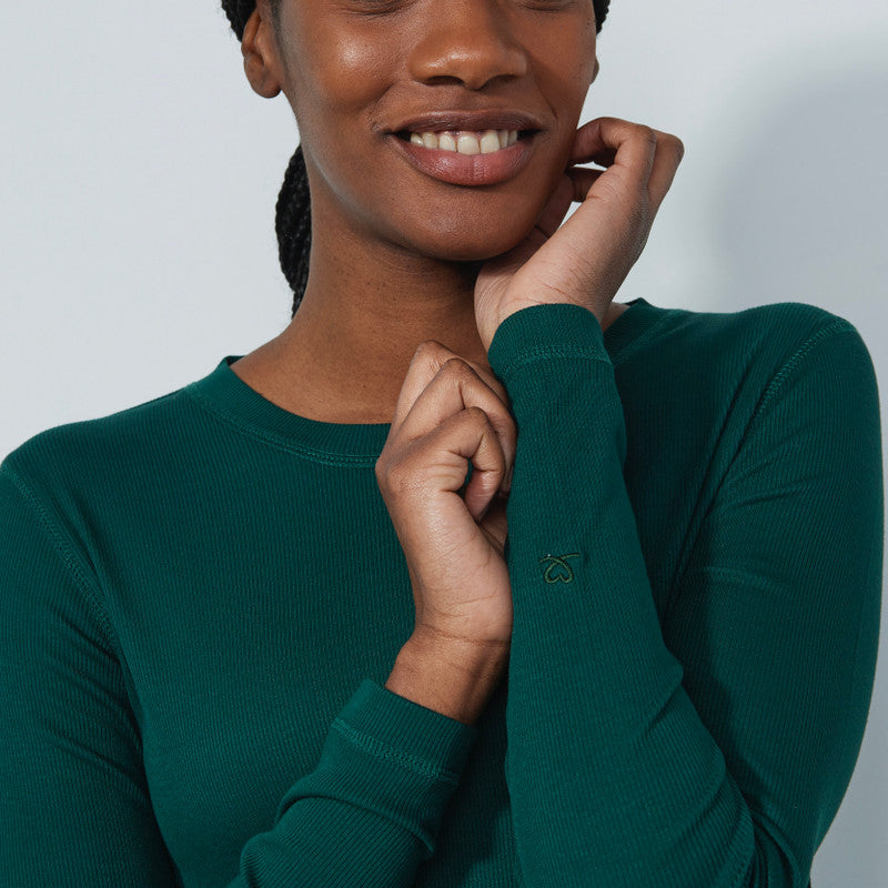 Daily Sports: Women's Ancona Long Sleeve Round Neck Top- Nori Green