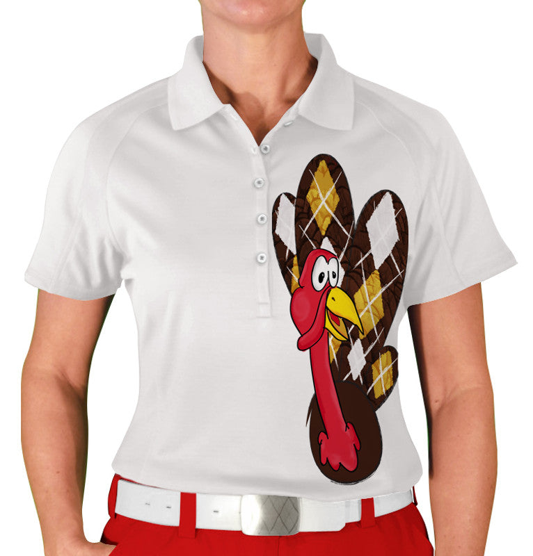 Golf Knickers: Women's Thanksgiving Golf Shirt - Argyle Turkey