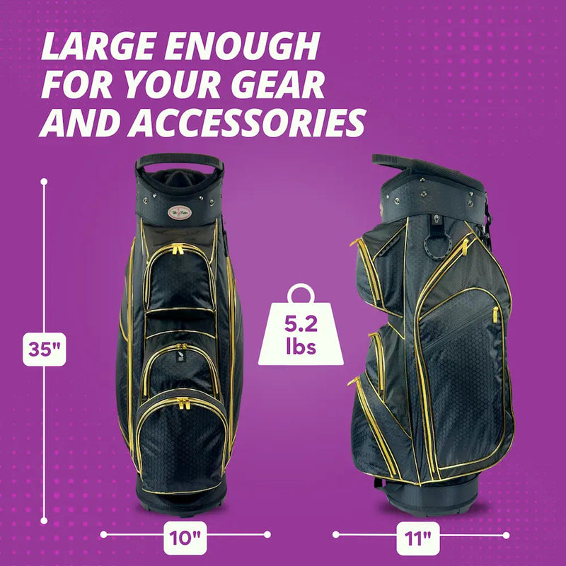 Taboo Fashions: Ladies 14 Way Designer Women's Golf Cart Bag with Cooler - Gold Luxe