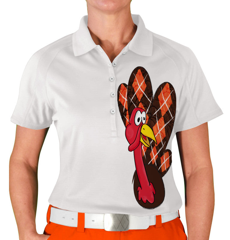 Golf Knickers: Women's Thanksgiving Golf Shirt - Argyle Turkey