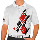 Golf Knickers: Mens Argyle Utopia Golf Shirt - JJJJ: Black/Red/White Clothing