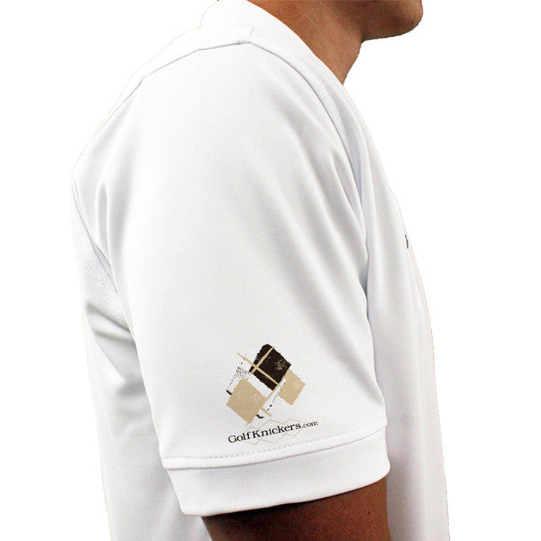 Golf Knickers: Mens Argyle Utopia Golf Shirt - YYY: White/Black/Khaki