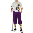Golf Knickers: Mens Argyle Utopia Golf Shirt - 5Q: Purple/Yellow/White Clothing