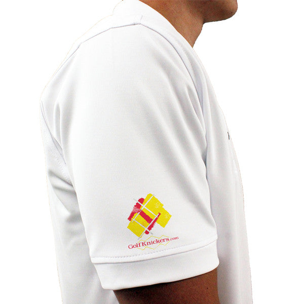 Golf Knickers: Mens Argyle Utopia Golf Shirt - VV: Red/Yellow