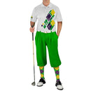 Golf Knickers: Mens Argyle Utopia Golf Shirt - 5E: Lime/Purple/Yellow Clothing