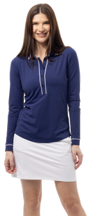 SanSoleil: Ladies Solaircool Tipped Five-Button Placket Polo - 900656