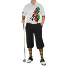 Golf Knickers: Mens Argyle Utopia Golf Shirt - G: Black/Red/Lime Clothing