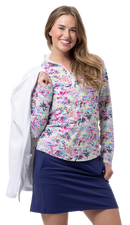 SanSoleil: Ladies Soltek Lux Long Sleeve Print Mock - 900621