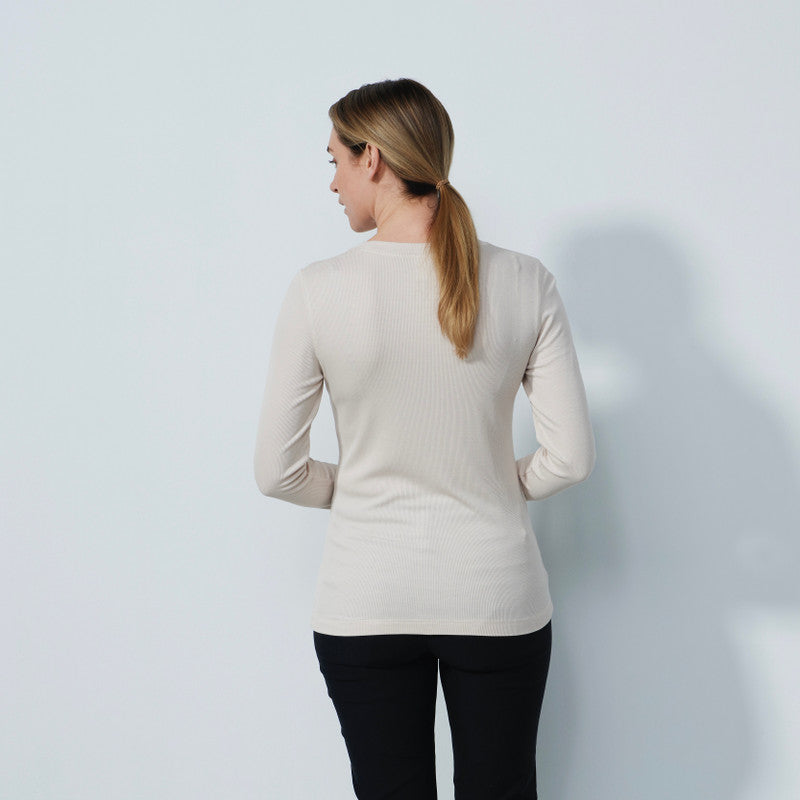 Daily Sports: Women's Ancona Long Sleeve Round Neck Top- Raw Beige