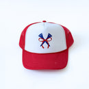 Sassy Caddy: Ladies Golf Trucker Hat - Red, White, & Blue Tees with Bow