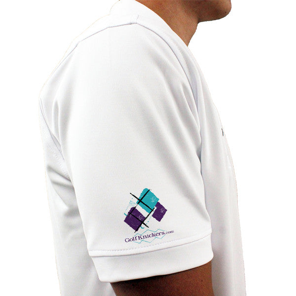 Golf Knickers: Mens Argyle Utopia Golf Shirt - 6J: White/Purple/Teal