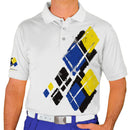 Golf Knickers: Mens Argyle Utopia Golf Shirt - SSSS: Black/Royal/Yellow Clothing