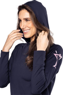 Golftini: Women's Martini Hoodie - Navy/Rose Pink