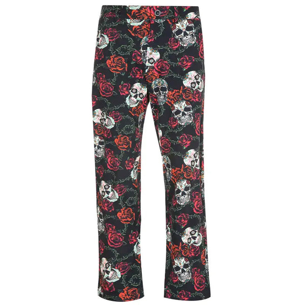 Tattoo Golf: Men's Sugar Skull Cool-Stretch Golf Shorts - Black