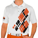 Golf Knickers: Mens Argyle Utopia Golf Shirt - YY: Black/Orange Clothing
