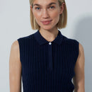 Daily Sports: Women's Madelene Cable Knit Sleeveless Polo Shirt- Dark Navy