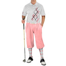 Golf Knickers: Mens Argyle Utopia Golf Shirt - FF: Pink/White Clothing
