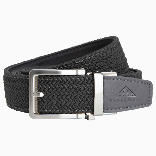 Nexbelt: Men's FoH Braided Stamped Tip Ratchet Golf Belt - Tan 1 3/8" Grey [35mm]