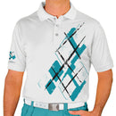 Golf Knickers: Mens Argyle Utopia Golf Shirt - 6O: Teal/White Clothing