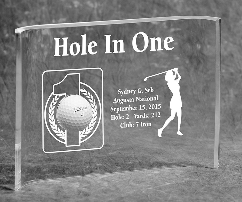 Eureka Golf: Hole-In-One Golfer 7x10 Acrylic Crescent Award