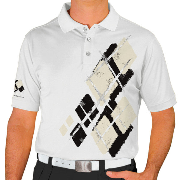 Golf Knickers: Mens Argyle Utopia Golf Shirt - BBB: Black/Natural