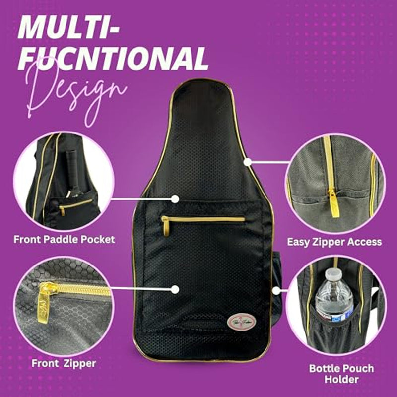 Taboo Fashions: Ladies Premium Pickleball Backpack - Gold Luxe