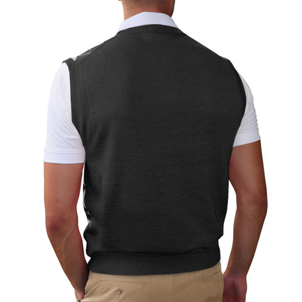 Golf Knickers: Men's Argyle Sweater Vest - Black/Khaki/White
