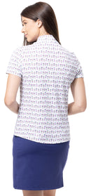 SanSoleil: Ladies Soltek Lux Short Sleeve Print Mock - 900628