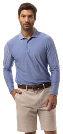 SanSoleil: Men's Soltek Ice Long Sleeve Heather Polo - 90083-C