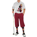 Golf Knickers: Mens Argyle Utopia Golf Shirt - CCCC: Maroon/Black/Khaki Clothing