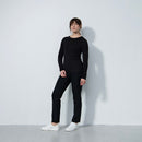 Daily Sports: Women's Ancona Long Sleeve Round Neck Top- Black Clothing