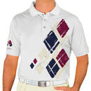 Golf Knickers: Mens Argyle Utopia Golf Shirt - Y: Natural/Navy/Maroon Clothing