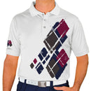 Golf Knickers: Mens Argyle Utopia Golf Shirt - Q: Navy/Maroon/Charcoal Clothing