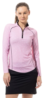 SanSoleil: Ladies UPF 50 SolCool Mock w/ Piping - 900445P