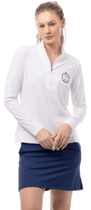 SanSoleil: Ladies Solmelange 1/4 Zip Mock with Embroidered - 900454E Clothing