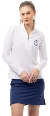 SanSoleil: Ladies Solmelange 1/4 Zip Mock with Embroidered - 900454E