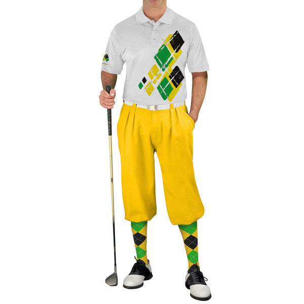 Golf Knickers: Mens Argyle Utopia Golf Shirt - QQQ: Yellow/Lime/Black