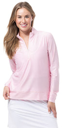 SanSoleil: Ladies Soltek Ice Print Zip Mock - 900454P