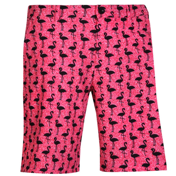 Tattoo Golf: Men's Black Bird Cool-Stretch Golf Shorts - Pink