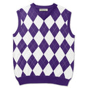 Golf Knickers: Men's Argyle Sweater Vest - Purple/White Clothing