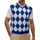 Golf Knickers: Men's Argyle Sweater Vest - Royal/White Clothing