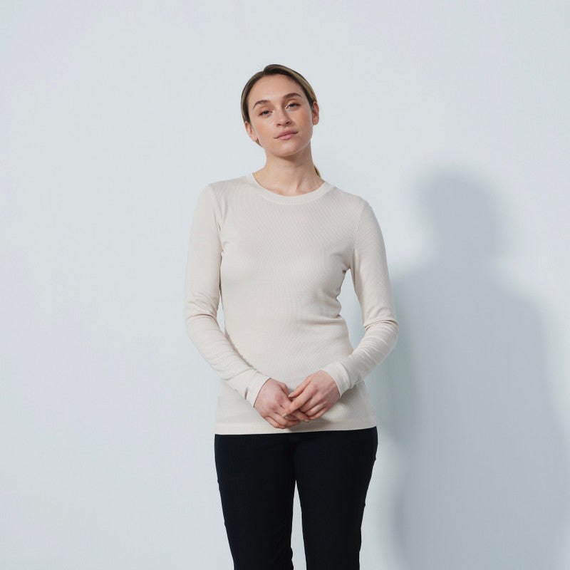 Daily Sports: Women's Ancona Long Sleeve Round Neck Top- Raw Beige