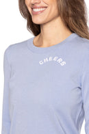 Golftini: Women's CHEERS Crewneck Sweater- Seersucker Blue