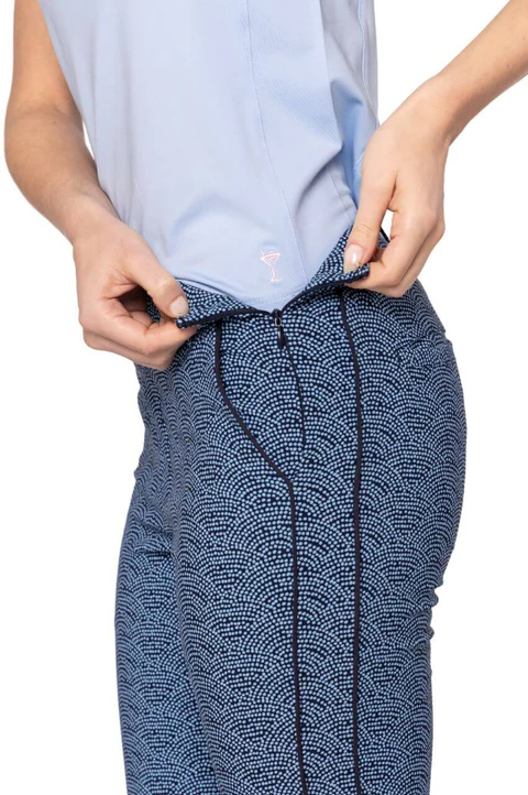 Golftini: Women's Pull-On Stretch Ankle Pant - Blue Swirl