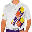 Golf Knickers: Mens Argyle Utopia Golf Shirt - IIII: Purple/Orange/Yellow Clothing