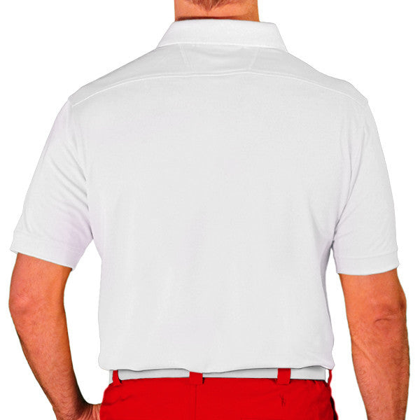 Golf Knickers: Mens Argyle Utopia Golf Shirt - 5P: Red/Dark Green/White
