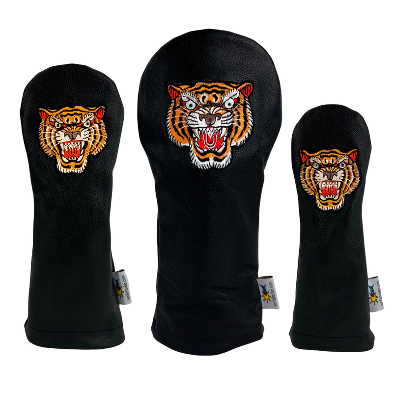 Sunfish: Hand Embroidered Leather Headcover (Driver, Fairway, Hybrid, or Set) - Tiger
