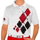 Golf Knickers: Mens Argyle Utopia Golf Shirt - ZZZZ: White/Black/Red Clothing