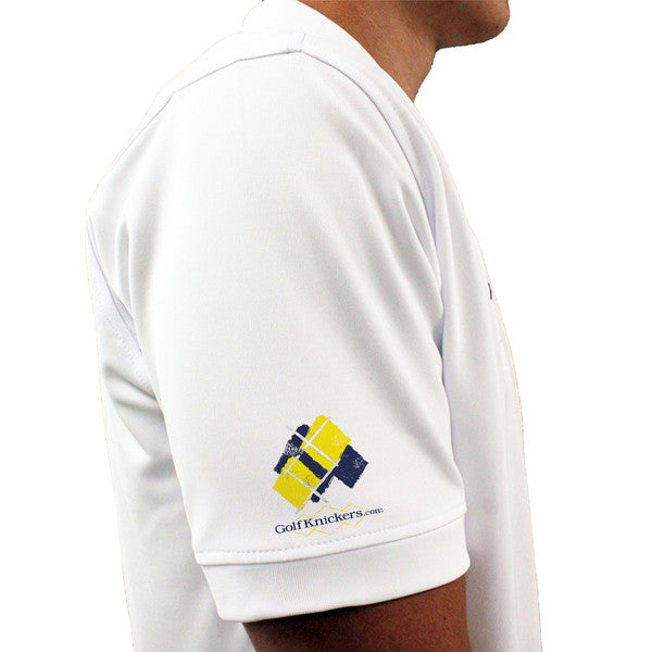 Golf Knickers: Mens Argyle Utopia Golf Shirt - F: Navy/Yellow