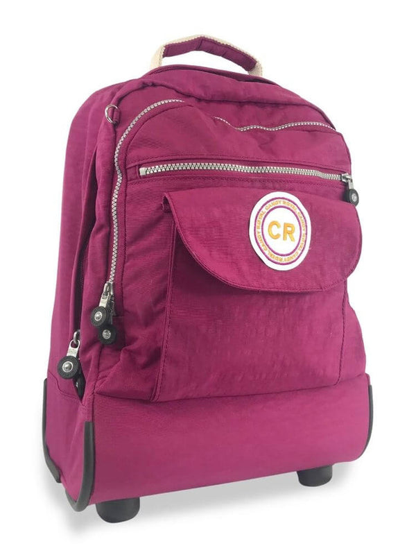 Taboo Fashions: Ladies Rolling 15" Solid Backpack - Tile Purple